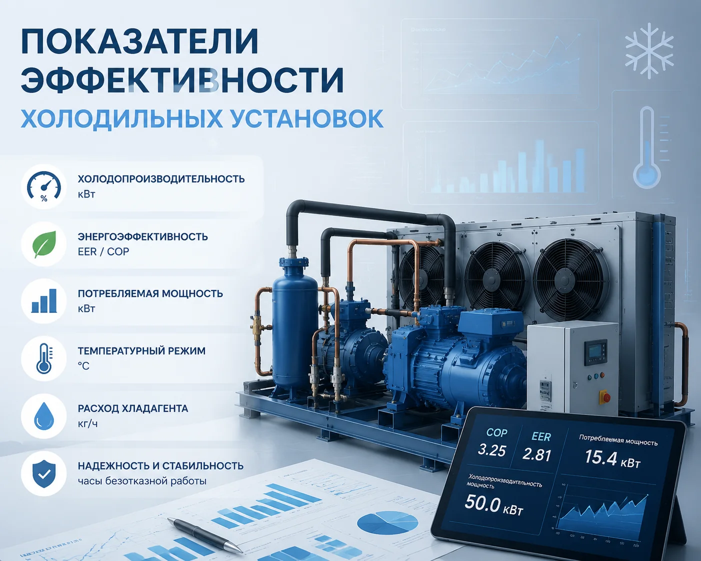 Показатели эффективности холодильных установок: от цикла до эксплуатации