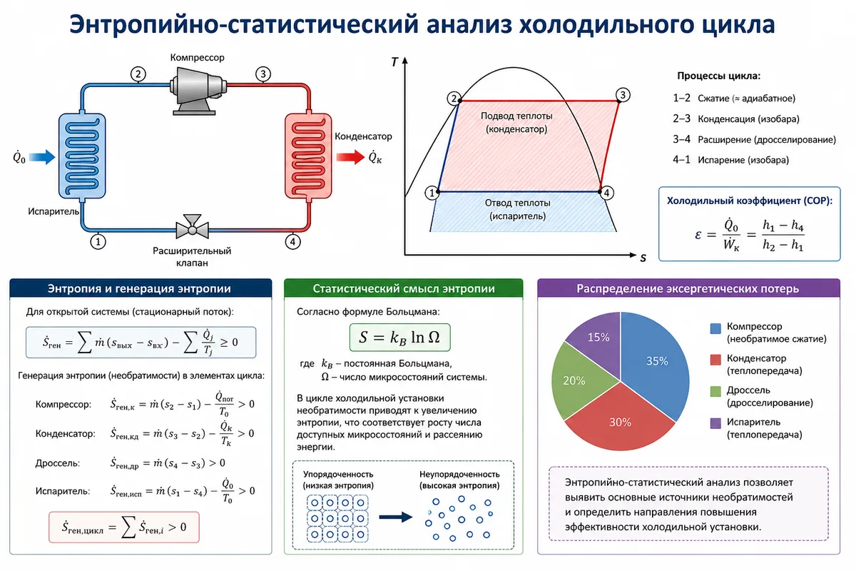 Энтропийно-статистический анализ холодильного цикла: как найти скрытые потери
