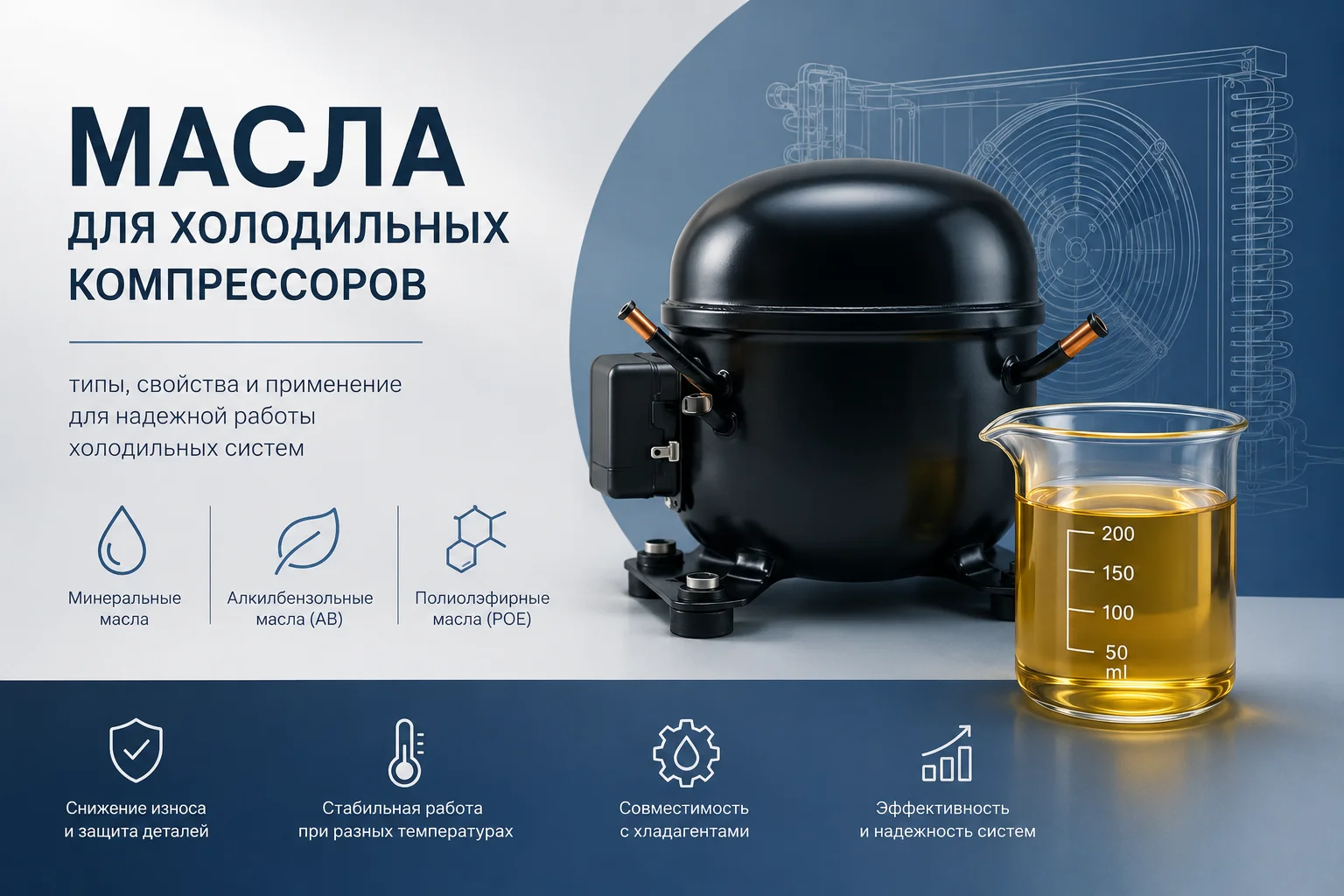 Масла для холодильных компрессоров: виды, применение, совместимость